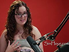 Leana Lovings, cute pornstar, rocks glasses in wild casting interview