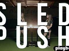Amazing Workout Session With Big Ass Babes and Hot Blonde Coach Sarati