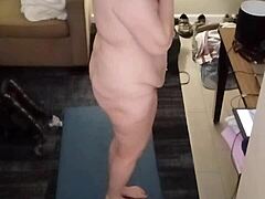 Hot Milf's Big Natural Tits Bounce During Naked Yoga