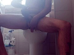 He shaves big cock and spits out loads of milk