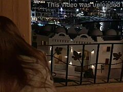 skinny slut gets pounded hard on a public balcony