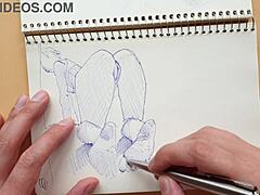 quick sketch of parker ballpoint pen in my sketchbook with doggy-style foot focus