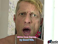 Meu Marido Watches in Shock as Brazilian Blonde Takes Big Black Cock in Rough 1 on 1 Action with Sexy Small Tits Exposed.