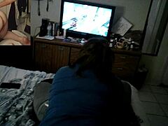 Chubby gamer chick takes a hard interracial dick with ease