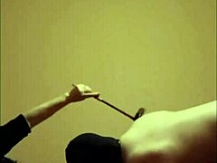 Maitresse K in body and stockings dominates slave hard