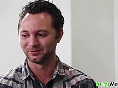 Wow, sensual hot teen masseuse pours nuru gel all over herself and client. Fully naked Brad Sterling and Xxlayna Marie get steamy.