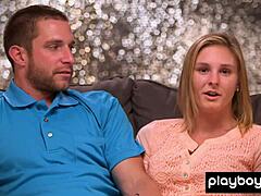 Amateur couple invites bisexual Hailey for steamy threesome action