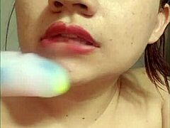 Beautiful young colombian with cute lips shows how to suck cock like a pro