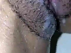 I mess up penetrating her hairy pussy, then shave it clean