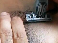 I mess up penetrating her hairy pussy, then shave it clean