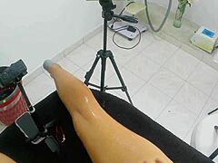 Hey, wanna see this young Latina caught on cam during a massage session?