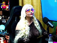 Elegant Milf Andressa Sanchez Moans with Vibrator on Nipple in Podcast Interview