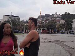 Hot damn! Carioca black beauty burns with Kadu Ventri outdoors!