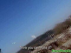 pierced euro skater chick slammed hard in public spot