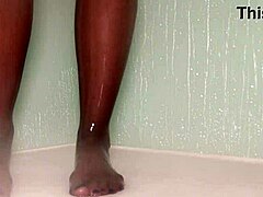 Hey, check these nylon feet getting wet in the shower! I can’t believe how sexy they look. So tempting!