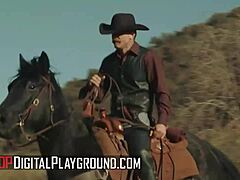 Yo, watch Vicki Chase ride cowboy Scott Nails like a total slut in wild action