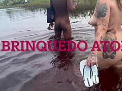 Petite African Babe Bangs Hard in Nudist Beach Dare