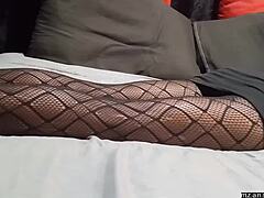 18-Year-Old Ebony Teen Fucked Hard in Fishnet Outfit Part 1