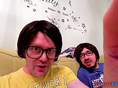 British Slut Sucks Nerd's Cock in Raw First-Time Action
