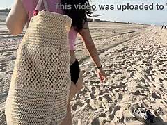 having wild sex and getting creampied by a voyeur at the beach 🏖️
