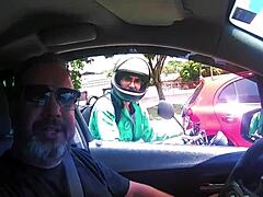 Vitoria Vonteese and Elisa Sanches bare all in Ted 90 car ride on public streets.