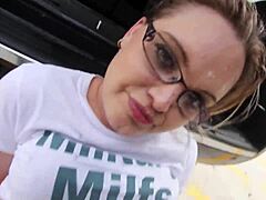 Military milf takes huge black dick in public lot!