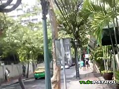 Sweet Asian teen's pussy slammed hard outdoors