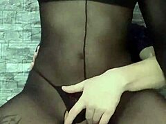 Dominating My Friend in Pantyhose and Heels, Stepping on His Cock for a Creampie