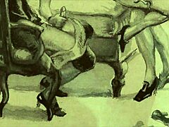 Vintage Erotic Art Showcases Hairy Pussy in Retro Style