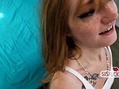 18yo Ginger Amber Stark Teases Hard Before Wild Step Sis Fuck