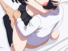 Ого, школьница 18+ с большими сиськами скачет на отаку и получает кремпай!