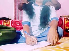 Indian teen with huge boobs bangs neighbor uncle with dirty telugu talk