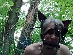 Just stumbled upon this wild 2024 clip of a French ponygirl slave in the forest, totally outdoors.