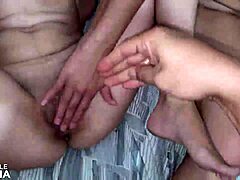 Wow! My friend joined our ménage and took it all with a squirt
