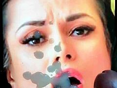 damn, huge facial cumshot all over a hot pornstar face wow