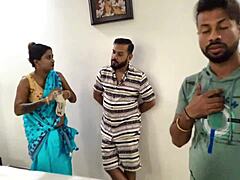 indian friends lure beautiful maid into hardcore desi threesome