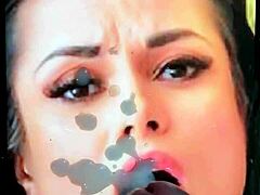 damn, huge facial cumshot all over a hot pornstar face wow
