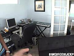 this super hot black milf works a latino cock with skill. her big ass sways with every suck.
