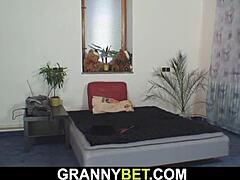 Lonely 60-year-old blonde expertly sucks and rides hard cock