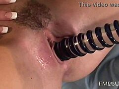 High-Heeled Riley Shy Teases and Pleasures with Long Glass Dildo in Bed