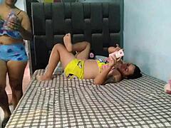 Cheating Wife Confronts Husband's Colombian Lover for Hard Lesbian Sex and Mutual Masturbation