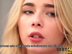 Debt4k blonde hairdresser needs furniture and agrees to rough sex