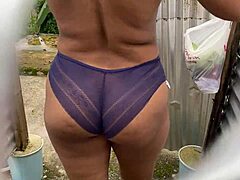 Camera Catches Unaware Latina Changing at Beach Locker Room