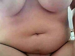 Mature blonde BBW with big pussy lips in solo anal masturbation