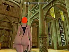 Big-booty redhead stuns in Skyrim setting