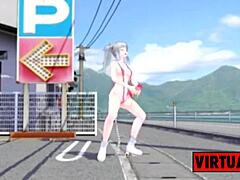 Futanari dances and strokes in wild MMD mix by DJ Riko