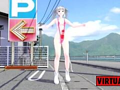 Futanari dances and strokes in wild MMD mix by DJ Riko