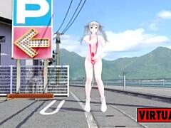 Futanari dances and strokes in wild MMD mix by DJ Riko