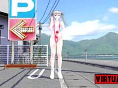 Futanari dances and strokes in wild MMD mix by DJ Riko