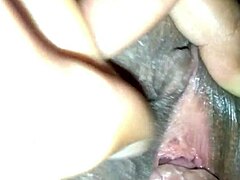 creampie drips from tight shaved pussy after hot session